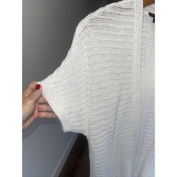 Talbots Women Sz S/M Linen Open Knit Sweater Open Cardigan Short Sleeve Coastal - Picture 2 of 9